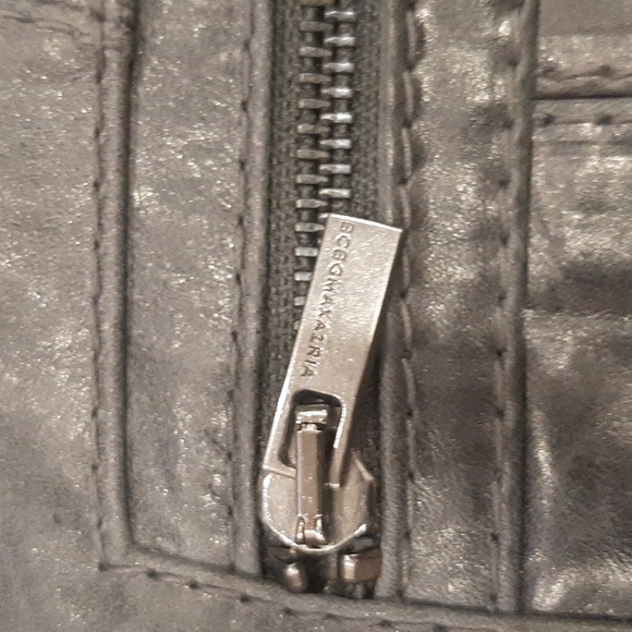 BCBGMaxAzria Leather Moto Jacket Cropped Gray Zippered Pockets Women Small EUC - Picture 11 of 15